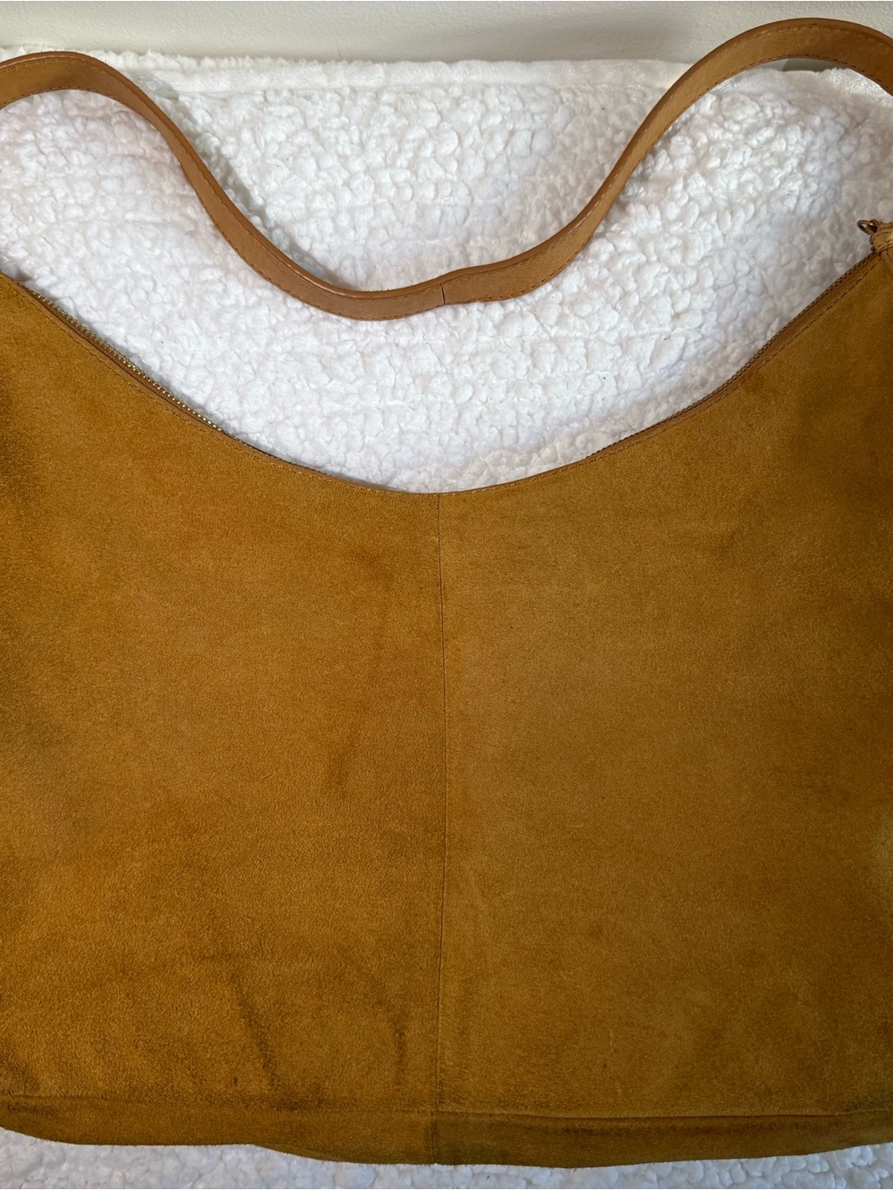 Suede Hobo Shoulder Bag in Camel - Picture 4 of 5